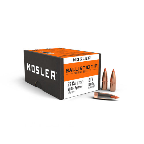 Nosler 34992 Ballistic Tip Varmint 22 Caliber .224 60 GR Spitzer 100 Box