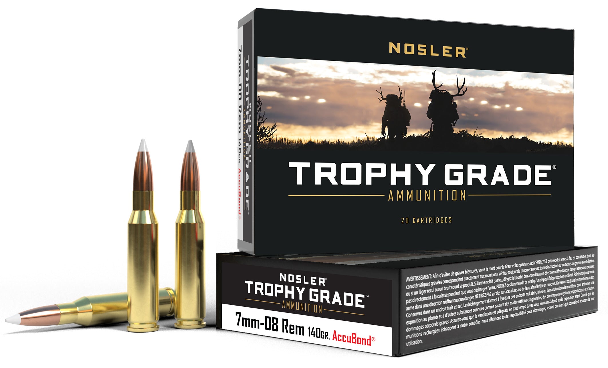 Nosler 60042 Trophy Grade Rifle Ammo, 7mm-08 Remington 140gr