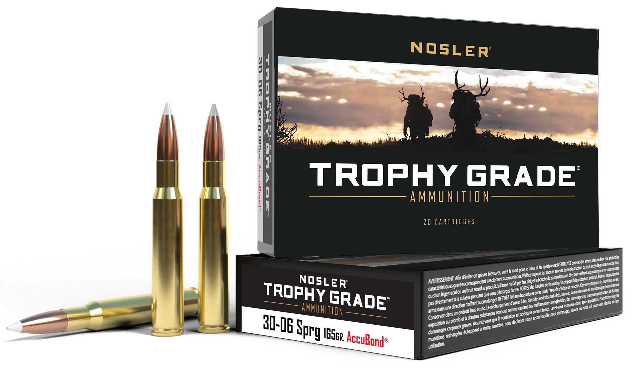 Nosler 60057 Trophy Grade Rifle Ammo, 30-06 Springfield 165gr