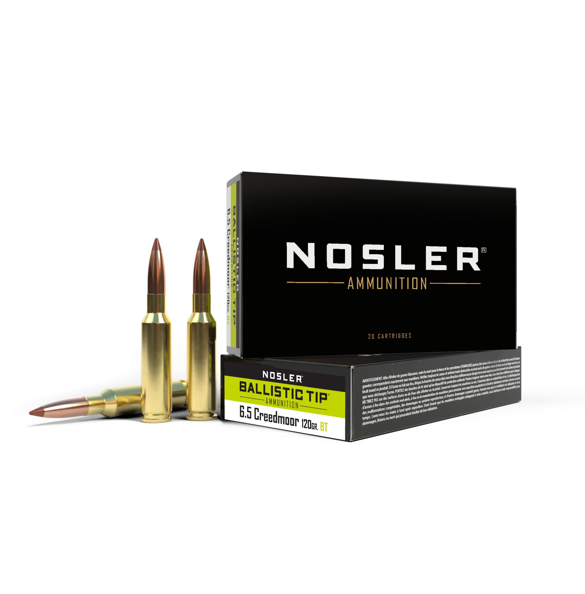 Nosler 42050 BT Ballistic Tip Rifle Ammo, 6.5mm Creedmoor 120gr (20 ct.)