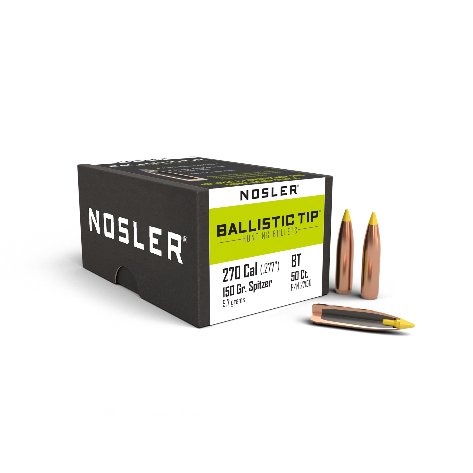 Nosler 27150 Rifle Bullets 270Cal 150Gr Ballistic Tip Spitzer .277