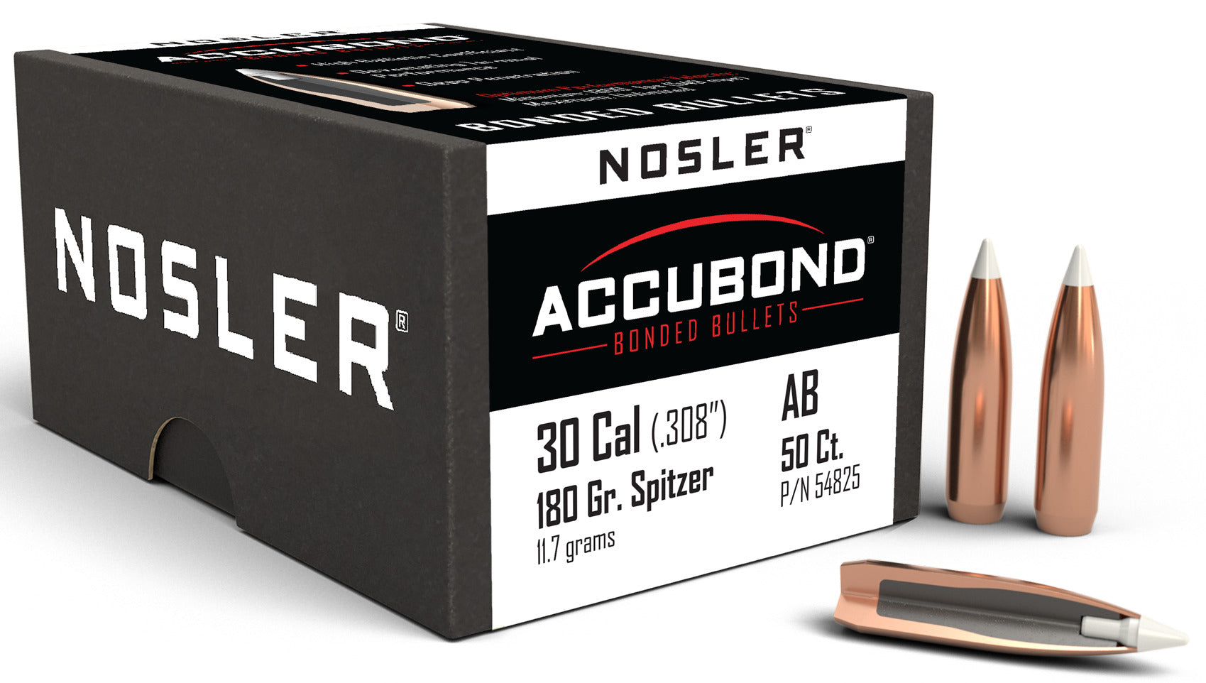 Nosler 54825 AccuBond 30 Caliber .308 180 GR Spitzer Point 50 Box