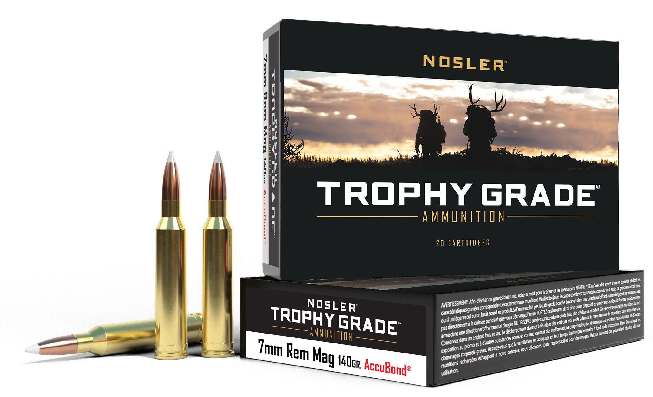 Nosler 60033 Trophy Grade Rifle Ammo, 7mm Rem Mag 140gr AccuBond