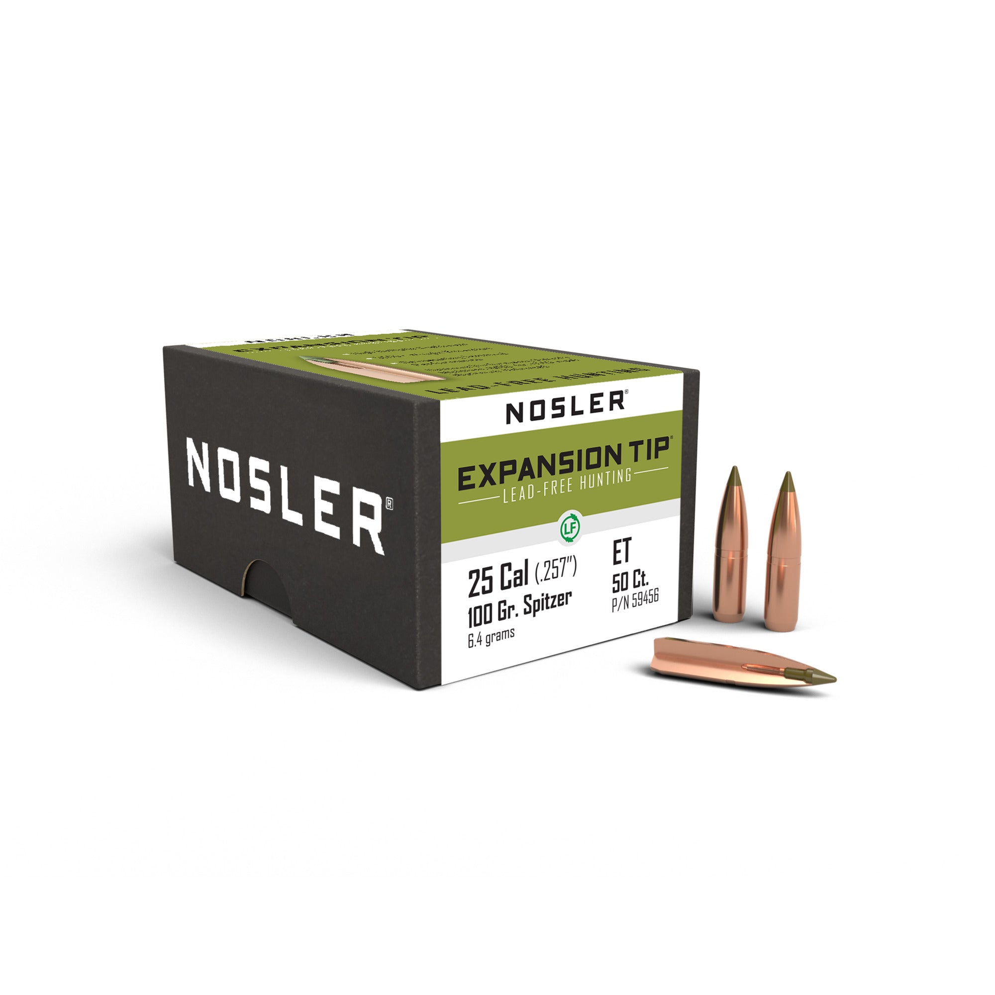Nosler 59456 E-Tip Lead Free Rifle Bullets E-Tip 25 Cal 100 Gr E-Tip - 50