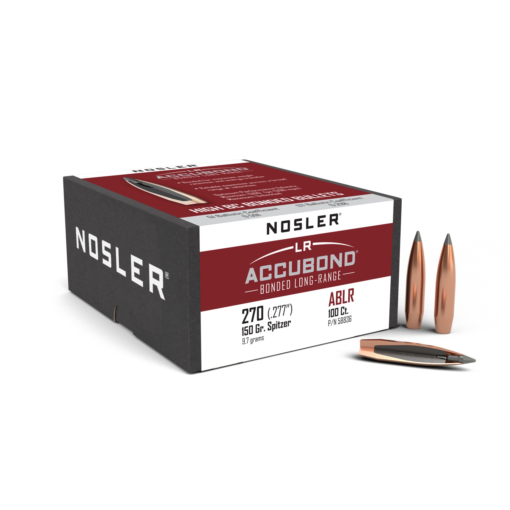 Nosler 58836 AccuBond Long Range Rifle Bullet .270 Caliber 150gr 100ct