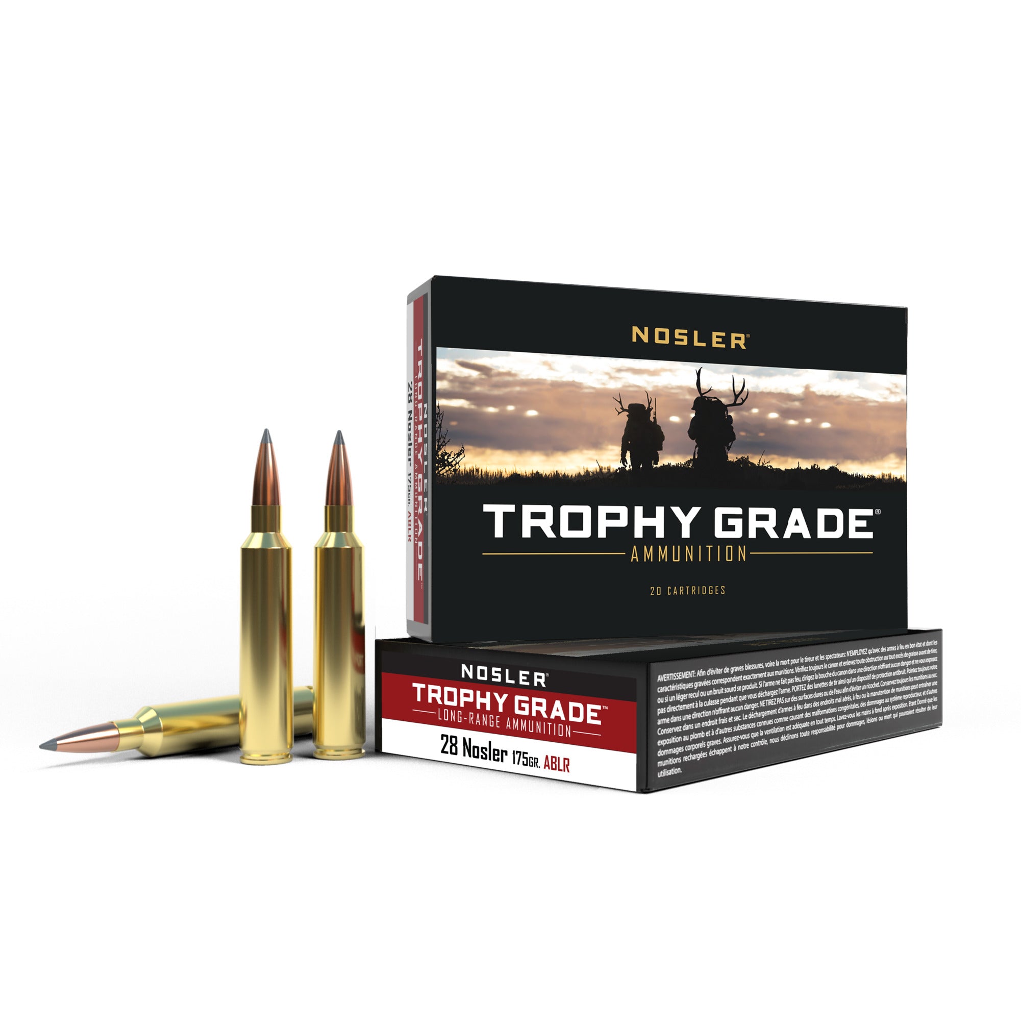 Nosler 60155 Trophy Grade Long Range Rifle Ammo, 28 Nosler 175gr - 20 ct