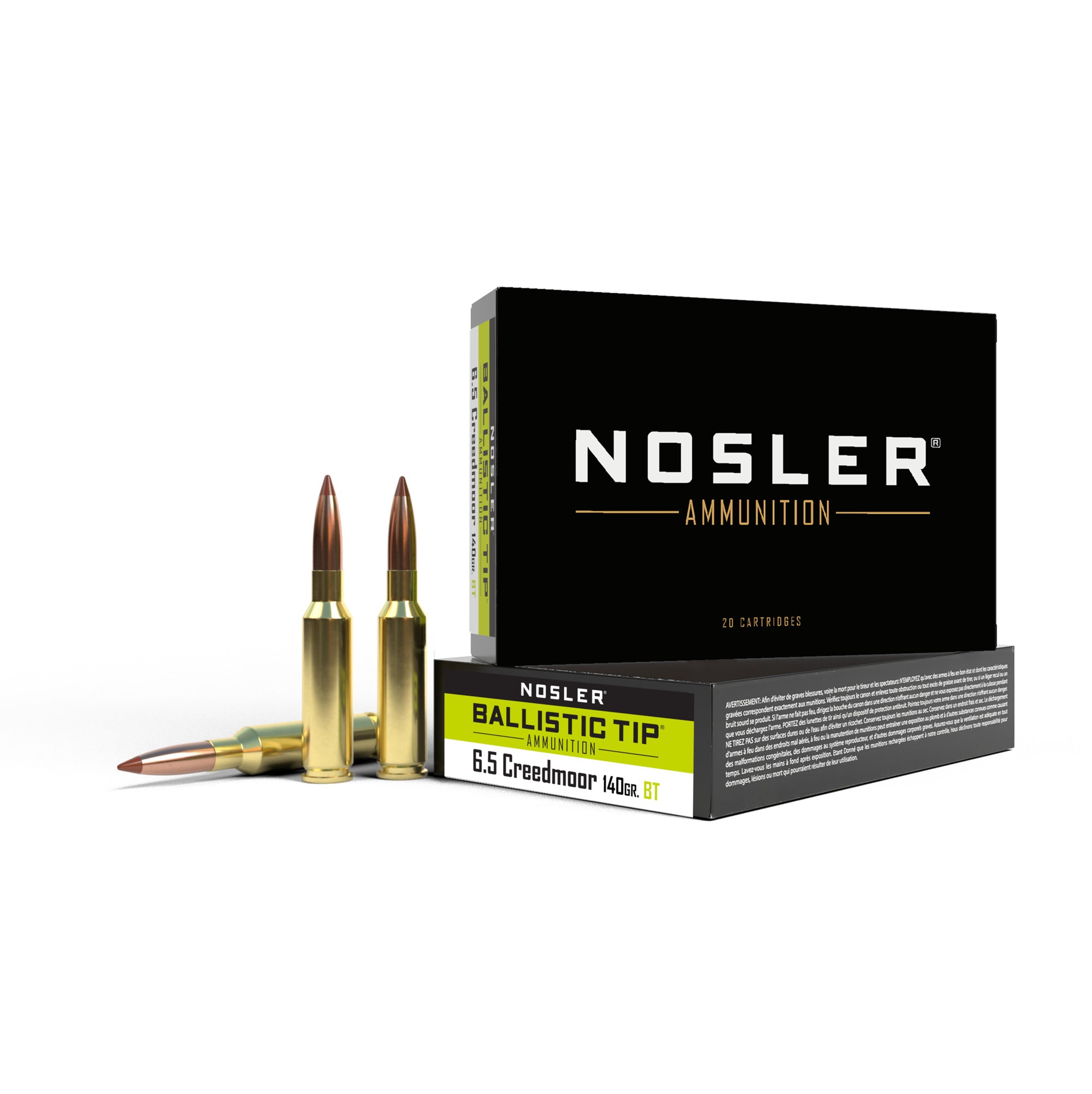 Nosler 40064 BT Ballistic Tip Rifle Ammo 65mm Creedmoor 140Gr 20Ct
