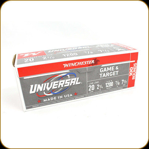 Winchester Universal 20 Gauge 2-3/4" 7/8 oz #7.5 Shot - 100 Rounds