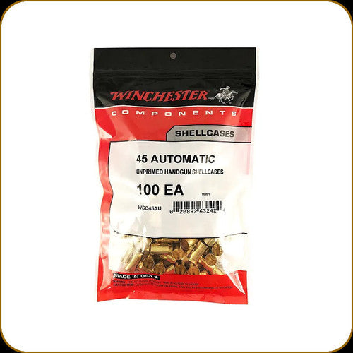 Winchester 45 Auto Unprimed Brass Cases - 100 Count