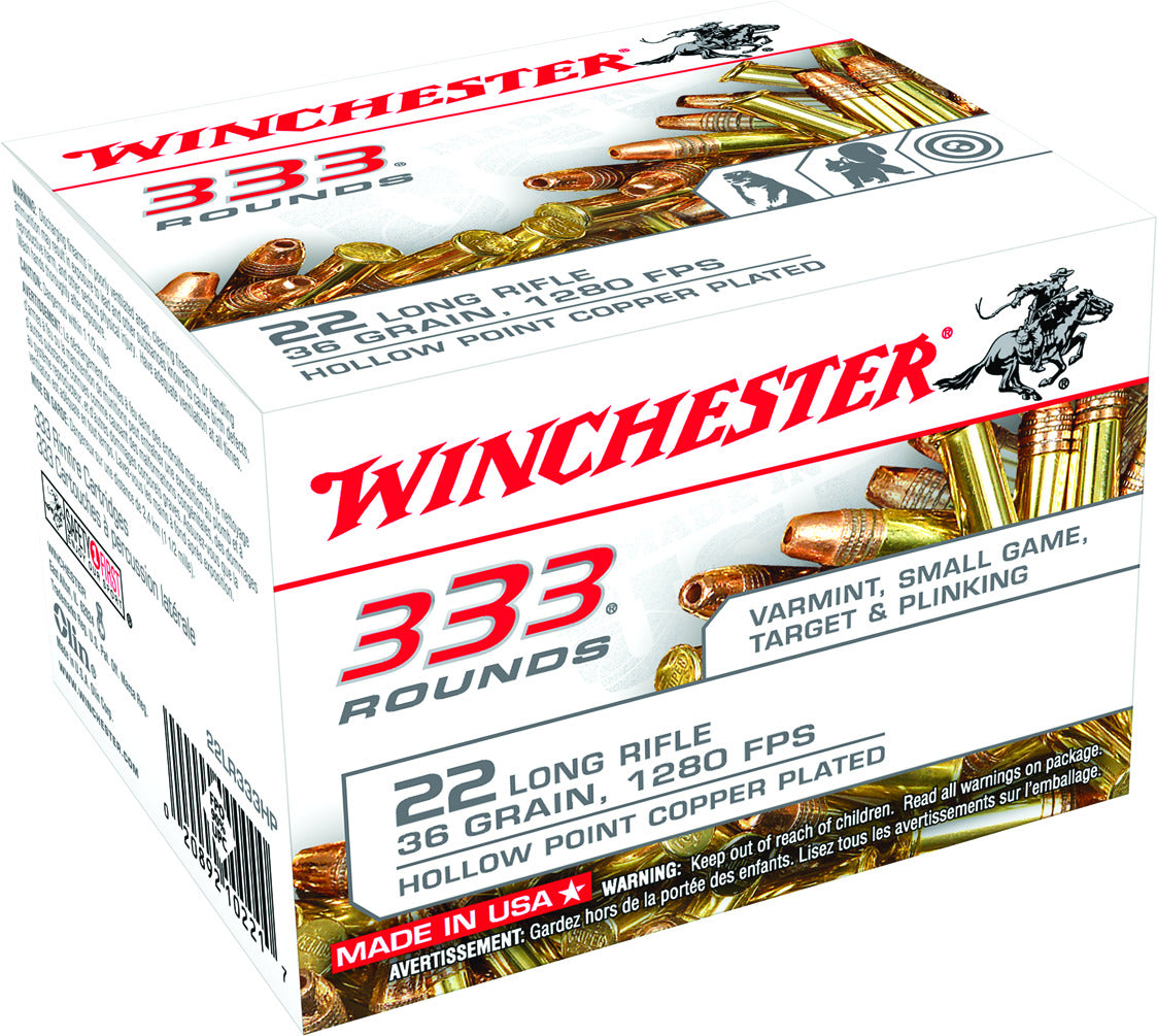 WINCHESTER 333 RDS .22 LR 36 GR HP COPPER PLATED