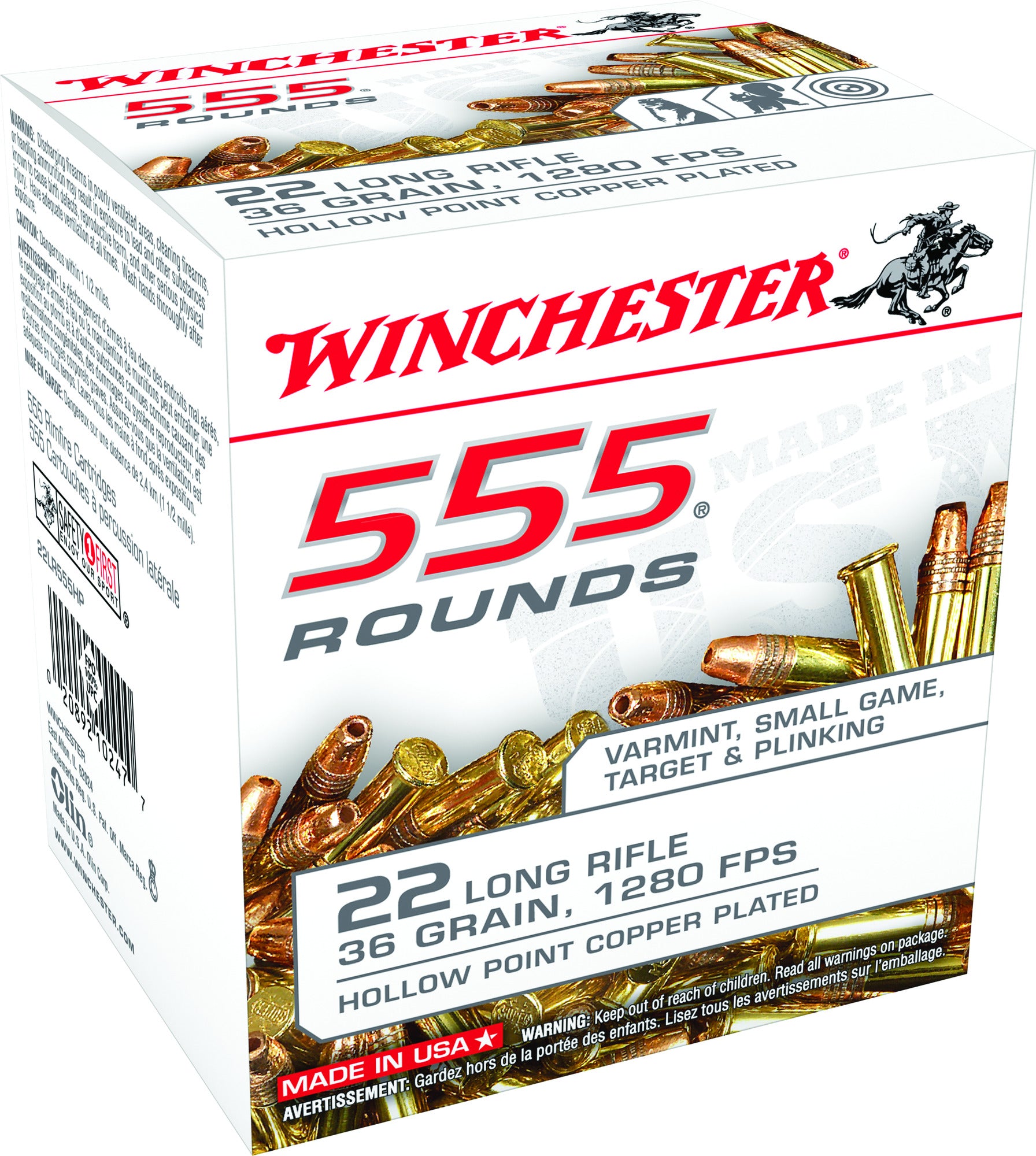 WINCHESTER 22LR 36 GRAIN HOLLOW POINT 1280 FPS - 555 PACK