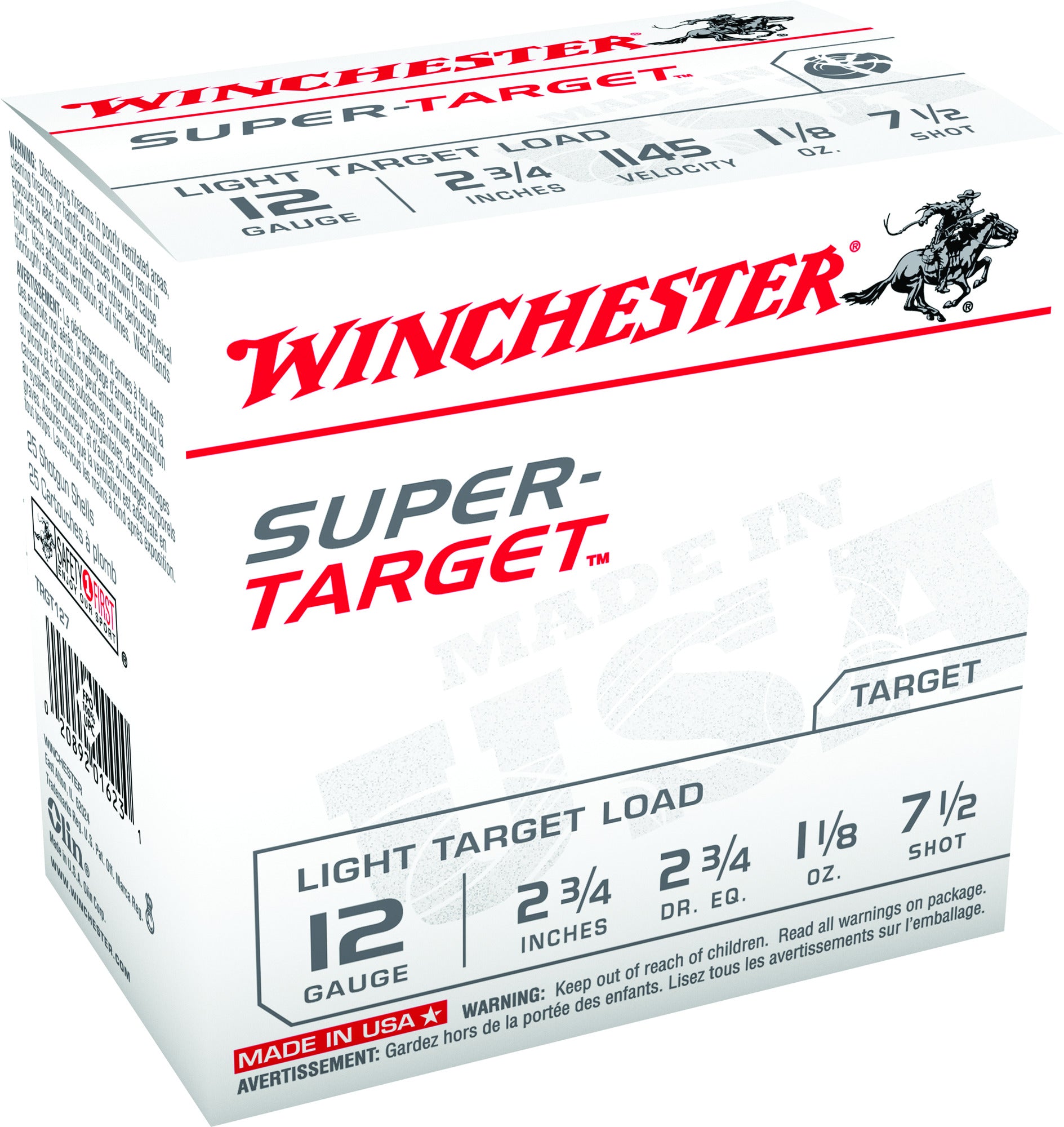 Winchester TRGT127 SuperTarget Shotshell 12 GA 234 in No 712 118oz 234 Dr 1145 fps 25 Rnd per Box