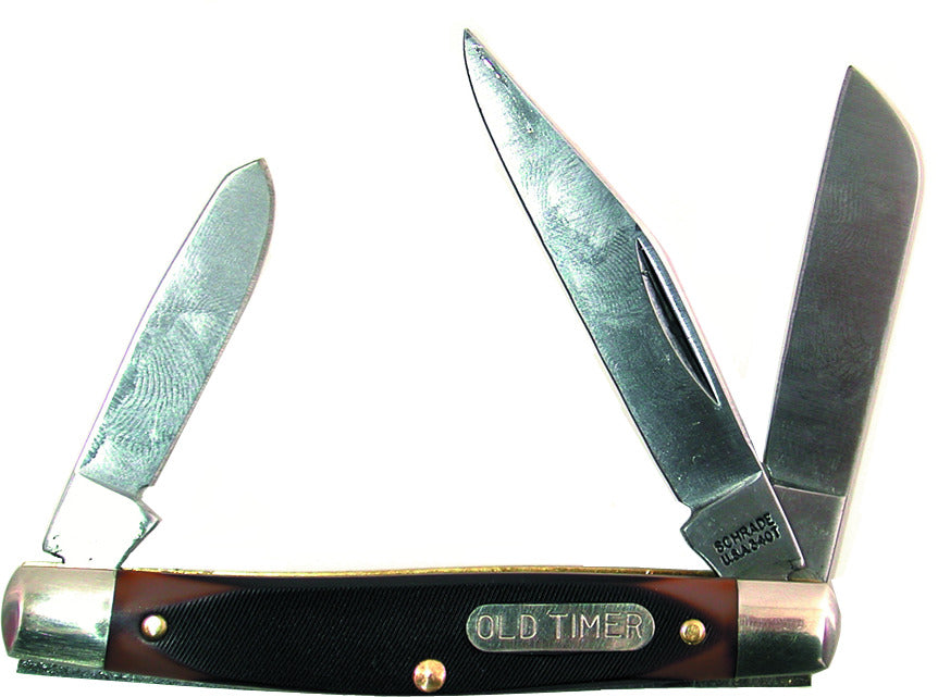 Old Timer 34OT Middleman 5.7in S.S. Traditional Folding Knife with 2.4in Clip Point Blade and Sawcut Handle