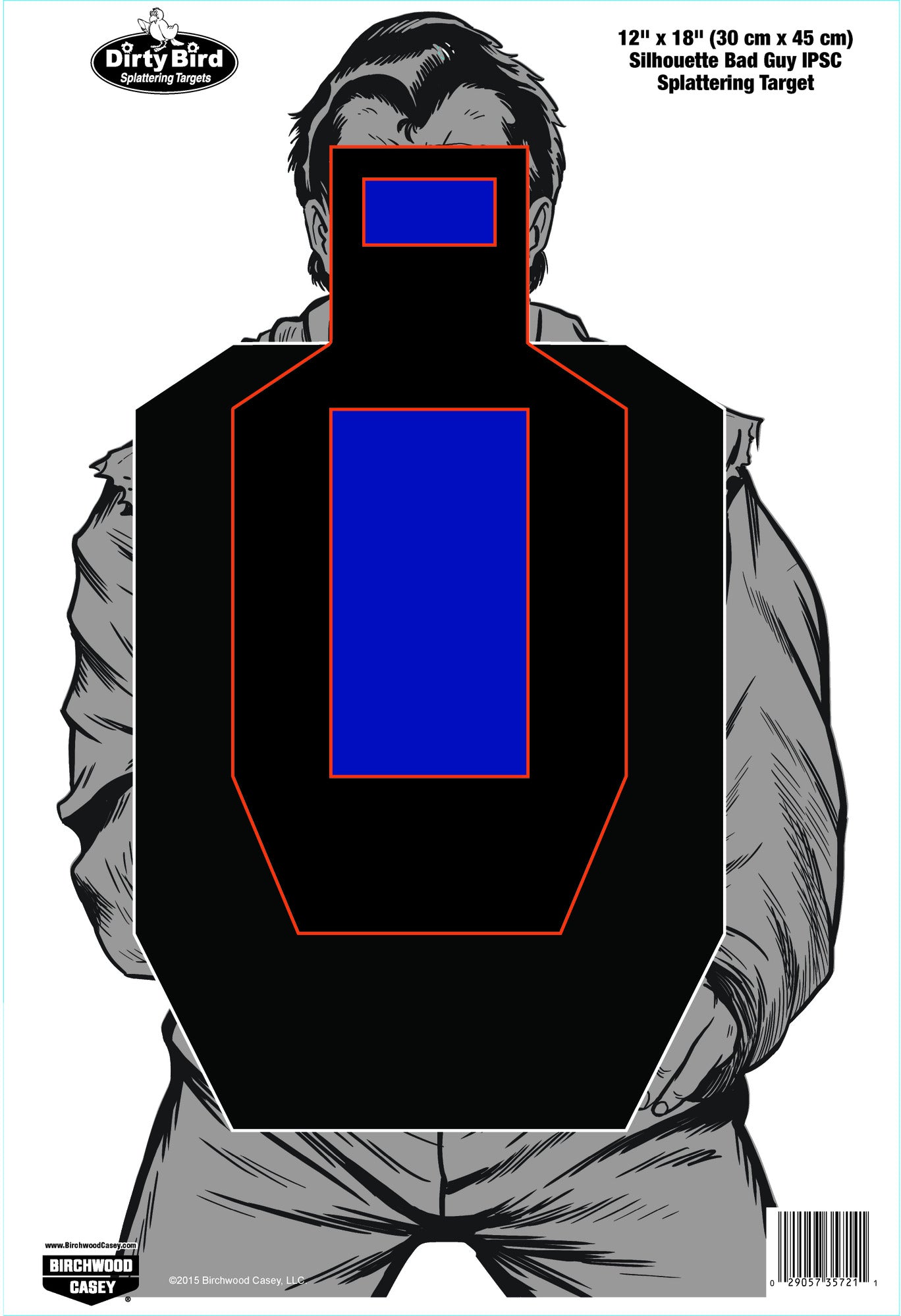 Birchwood Casey Dirty Bird Bad Guy IPSC Silhouette Target 12"X18"