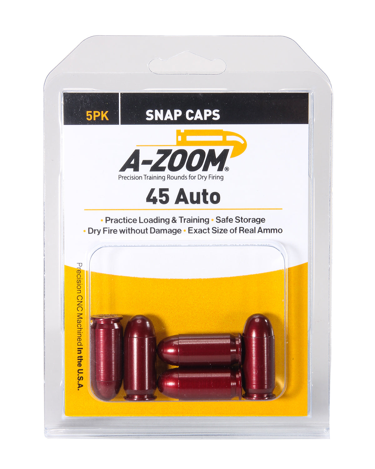 A-Zoom 15115 Precision Pistol Snap Caps 45 Auto 5Pk