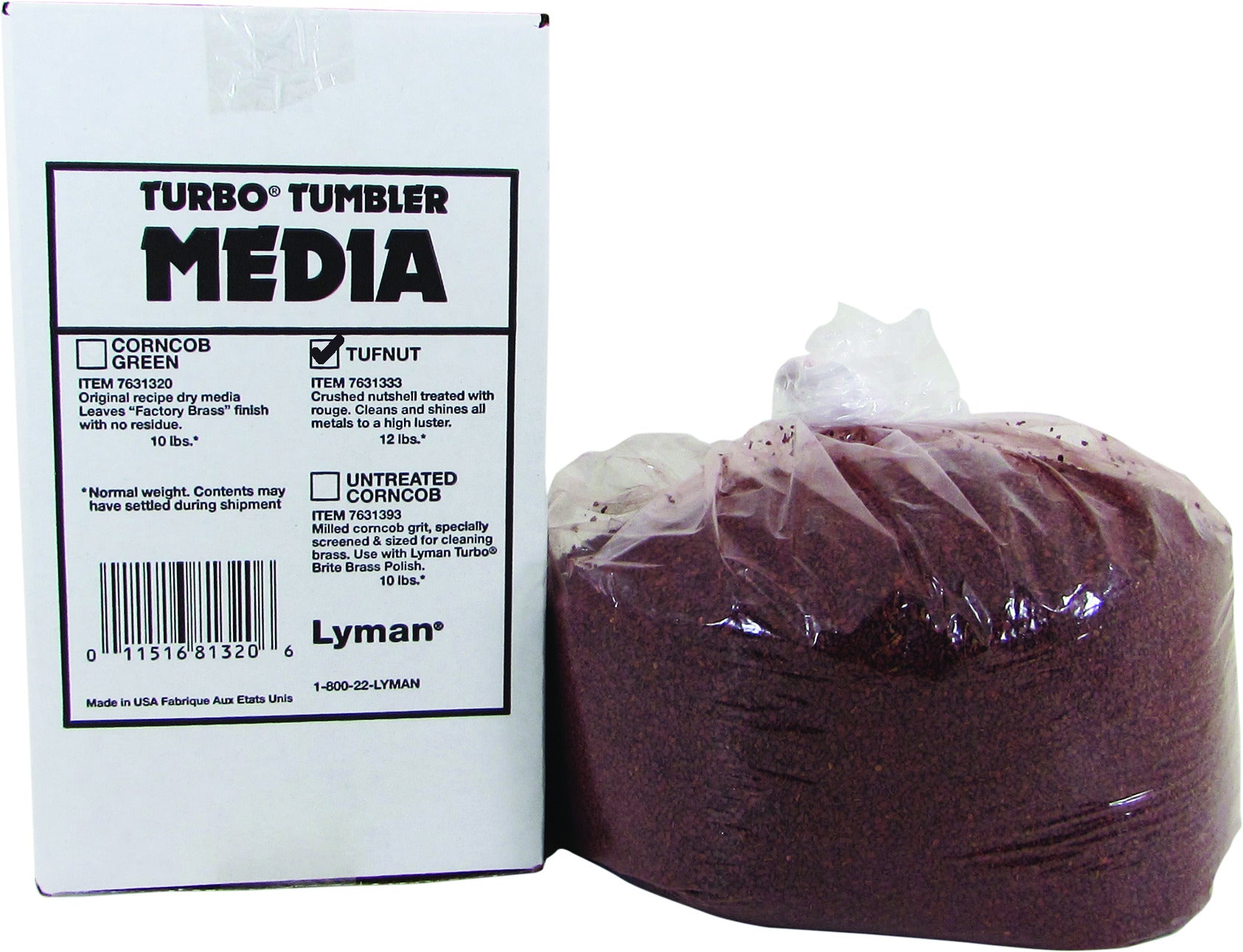 Lyman Turbo Brass Cleaning Media Treated Tufnut, 12 Lbs, Walnut