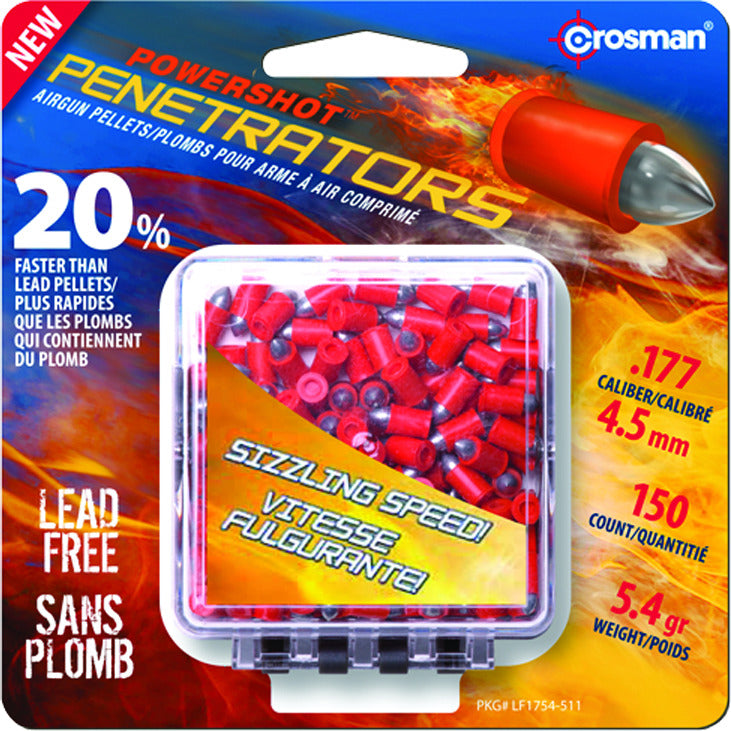 CROSMAN Powershot Fast Flight Penetrators .177 cal Lead Pellets - 5.4 gr - 4.5 mm - 150/Box