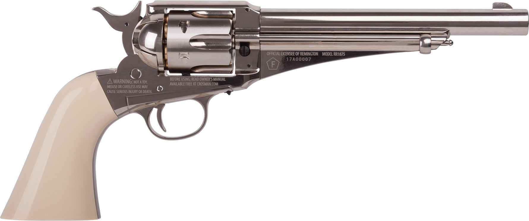 Crosman CO2 Replica Remington 1875 Single Action Army Revolver, 6 Barrel, Dual Caliber BB or Pellet