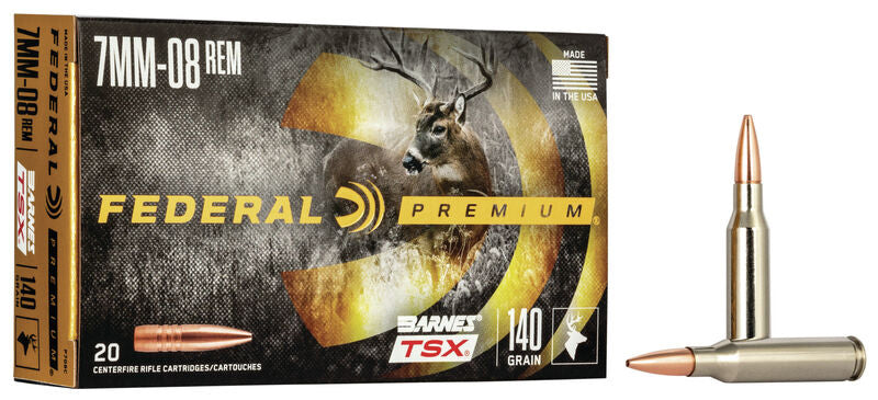 Federal Premium Barnes TSX 7mm-08 Rem 140 Grain Barnes Triple-Shock X Centerfire Rifle Ammunition 20 Rounds P708C