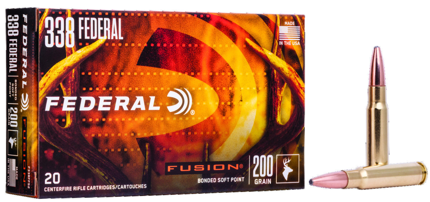 Fusion .338 Federal 200 Grain Soft Point Centerfire Rifle Ammo 20 Rounds F338FFS2