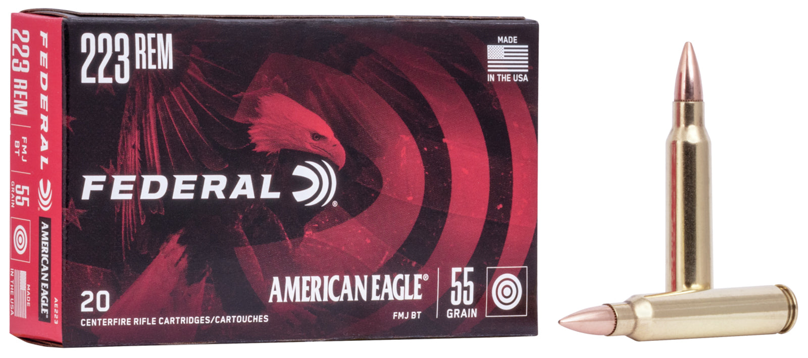 FEDERALAMERICAN EAGLE 223 55 GR FMJ BOAT TAIL