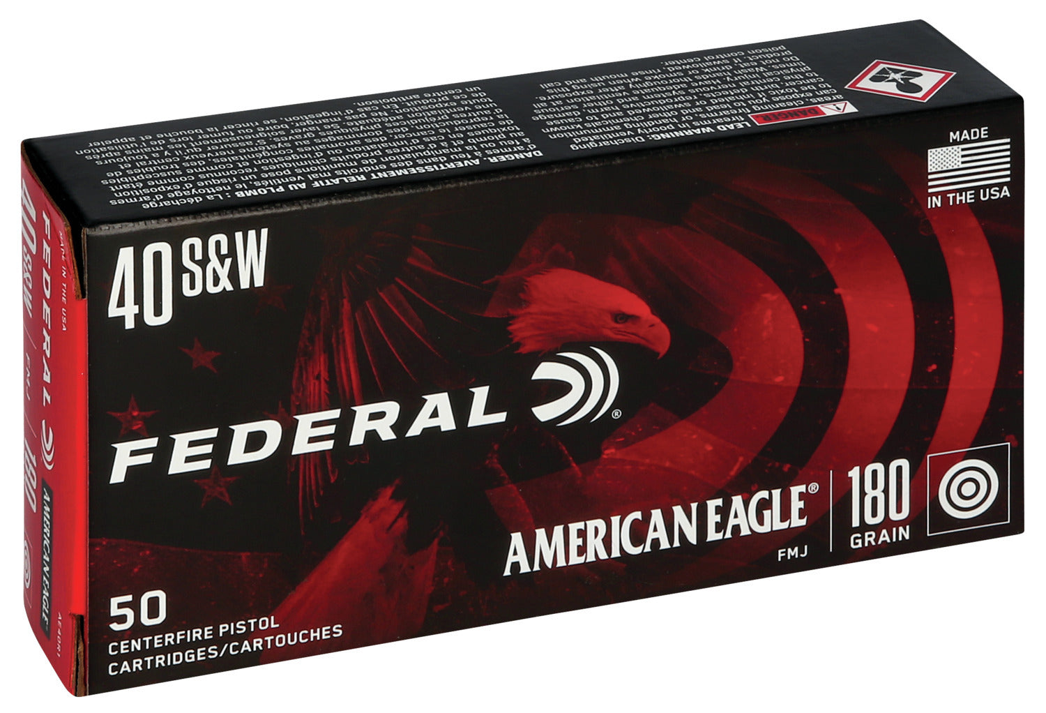 Federal American Eagle Brass .40 SW 180-Grain 50-Rounds FMJ
