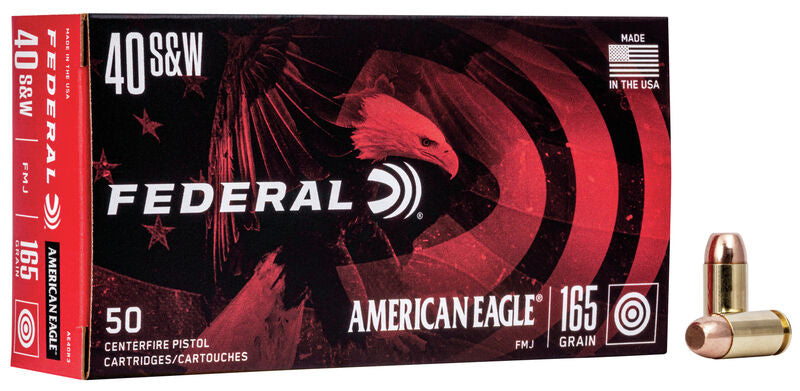 Federal American Eagle Brass .40 SW 165-Grain 50-Rounds FMJ