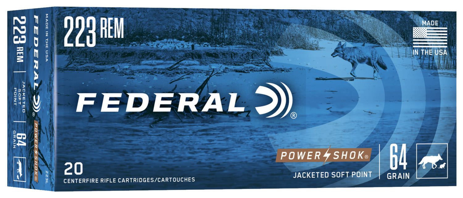 Federal 223L Power-Shok Rifle Ammo 223 REM, SP, 64 Grains, 3050 fps