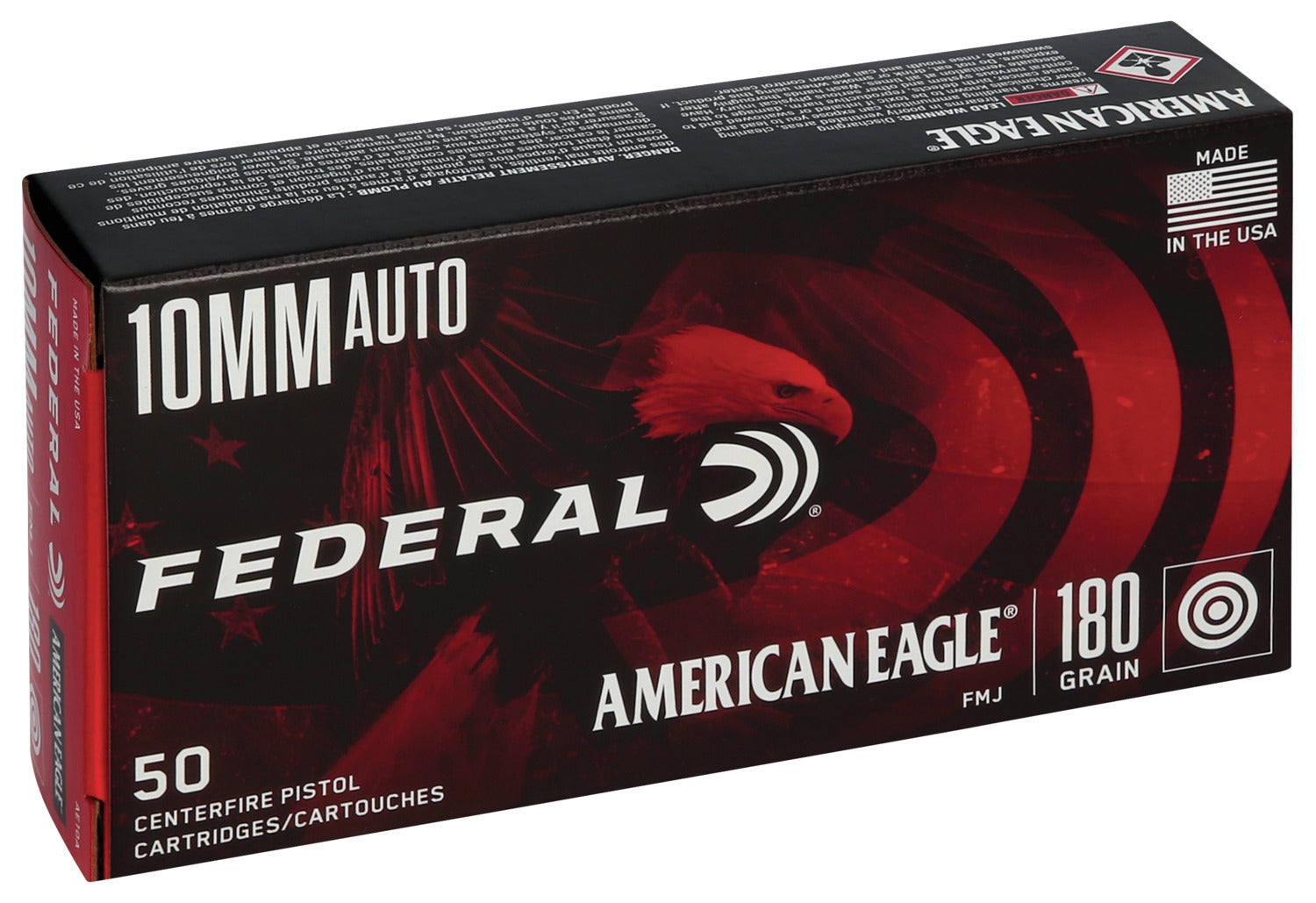 Federal American Eagle 10mm Pistol Ammo, 180Gr FMJ – 50Rds