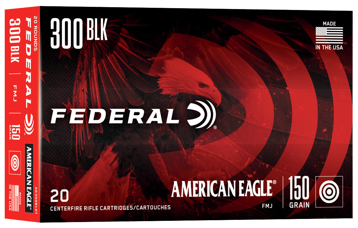 Federal American Eagle Brass .300 AAC Blackout 150 Grain 20-Rounds FMJBT