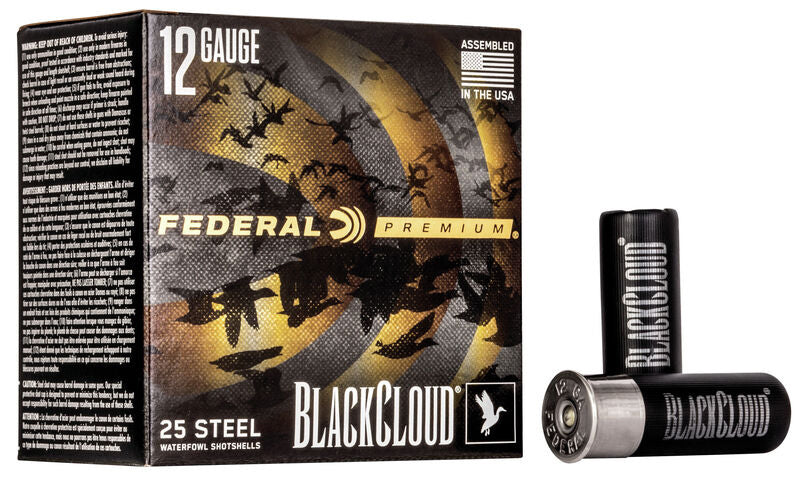 Federal Premium Black Cloud 12ga 2-3/4" 1-1/8 oz #3 Non-Toxic FLITESTOPPER Steel Shot FLIGHTCONTROL FLEX Wad 25/Box