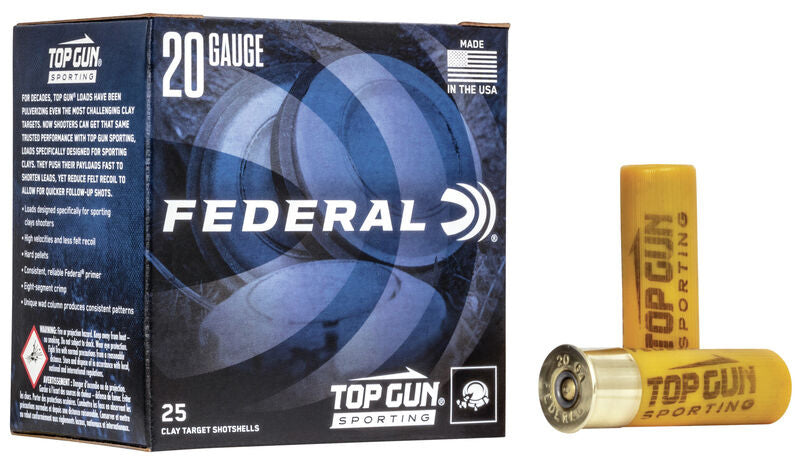 Federal Top Gun Target 20 Gauge Ammunition 25 Rounds 2 3/4 Lead Shot 7/8 Oz 1210fps