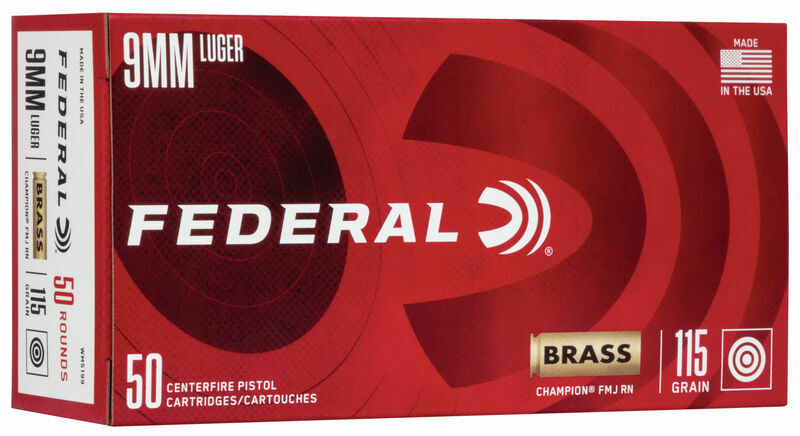 Federal 9mm Luger Champion Training FMJ, 115gr, 50ct