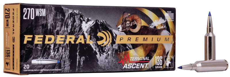 Federal Terminal Ascent, 270 WSM, 136 Grain, Terminal Ascent, 3240 fps