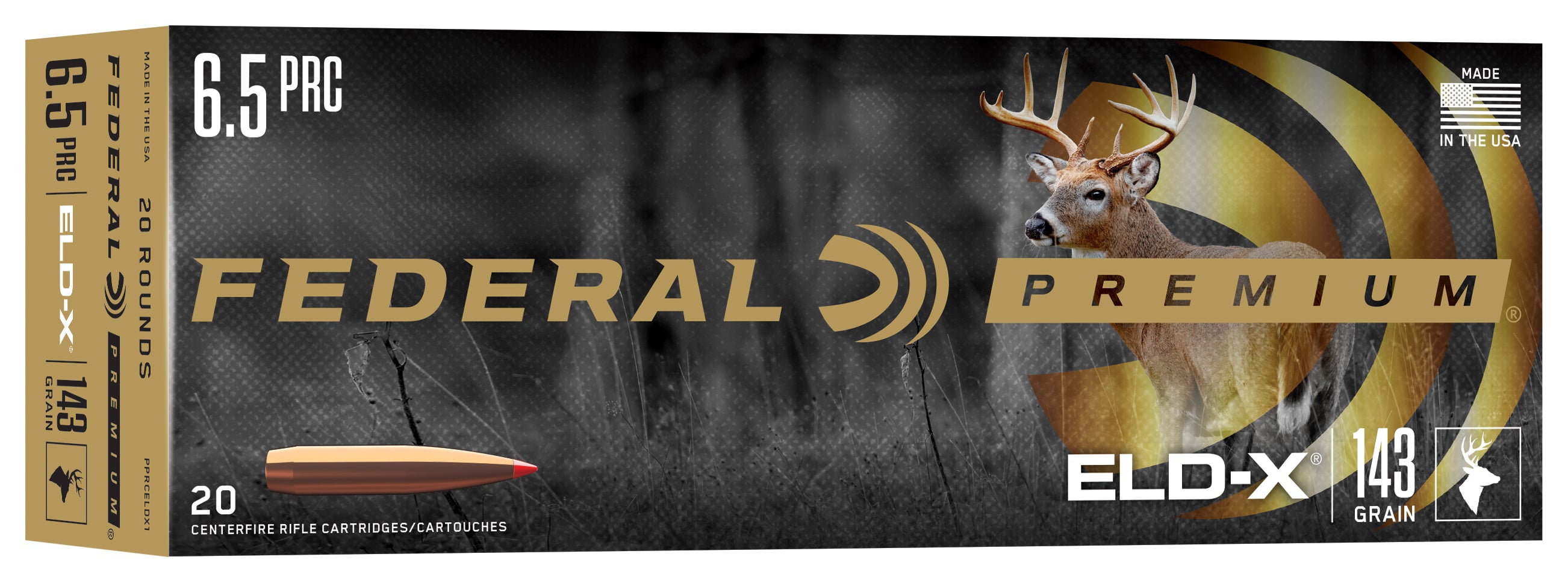 Federal Rifle Ammo 6.5 PRC 143 GR ELD-X Box of 20