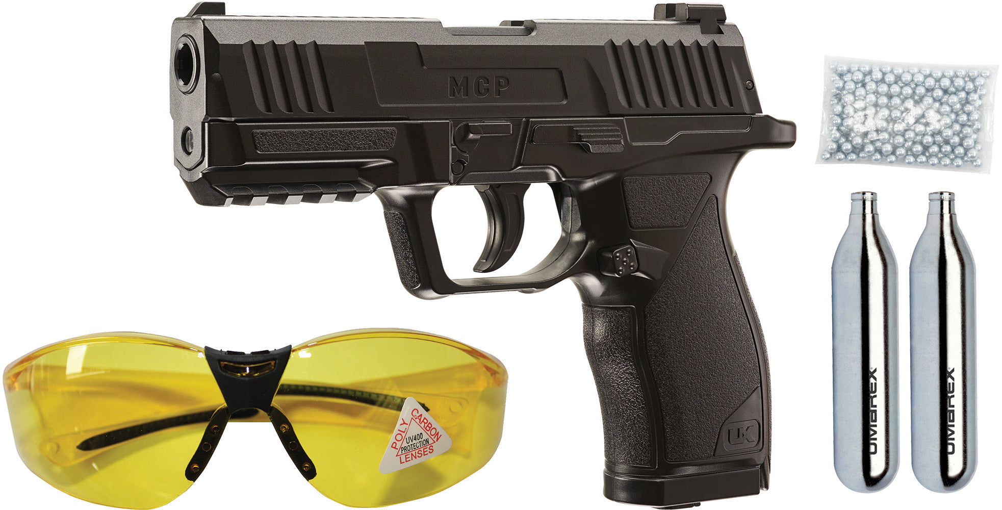 Umarex MCP Air Pistol Kit -177 with CO2 Glasses Black