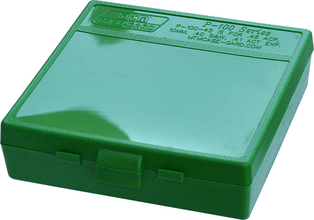 MTM 100 Round Flip-Top Ammo Box 40/45/10MM Cal (Green)