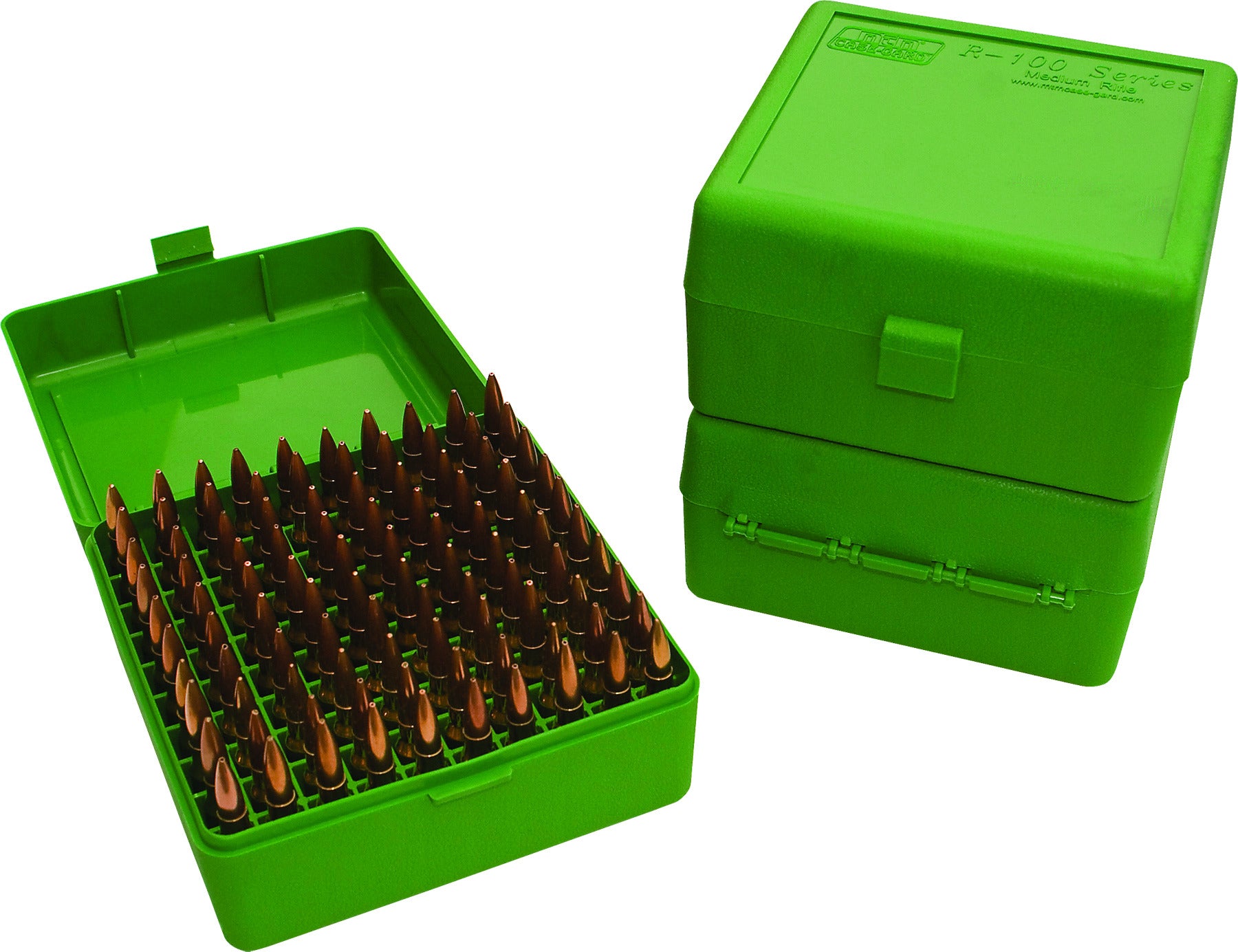 MTM 100 Round Flip-Top Rifle Ammo Box 22-250, 308 Win, 243