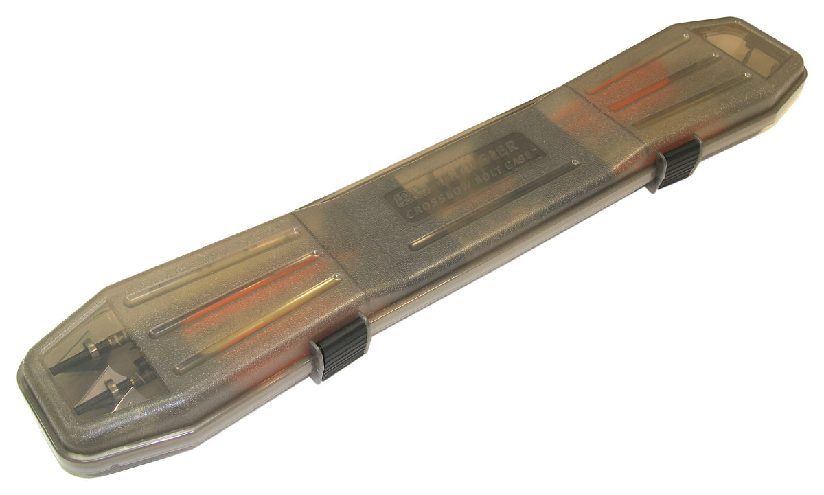 MTM BTBC-41 Traveler Crossbow Bolt Case, Holds 6 Bolts up to 24.25", Clear Smoke