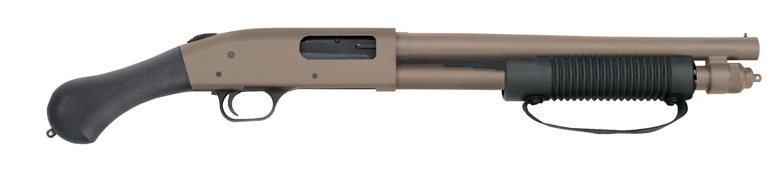Mossberg 590 Shockwave Pump Action Shotgun 12 Gauge 18.5 Heavy Walled Barrel 7 Rounds Bead Sight Cylinder Bore Raptor Birds Head Pistol Grip Matte Blued