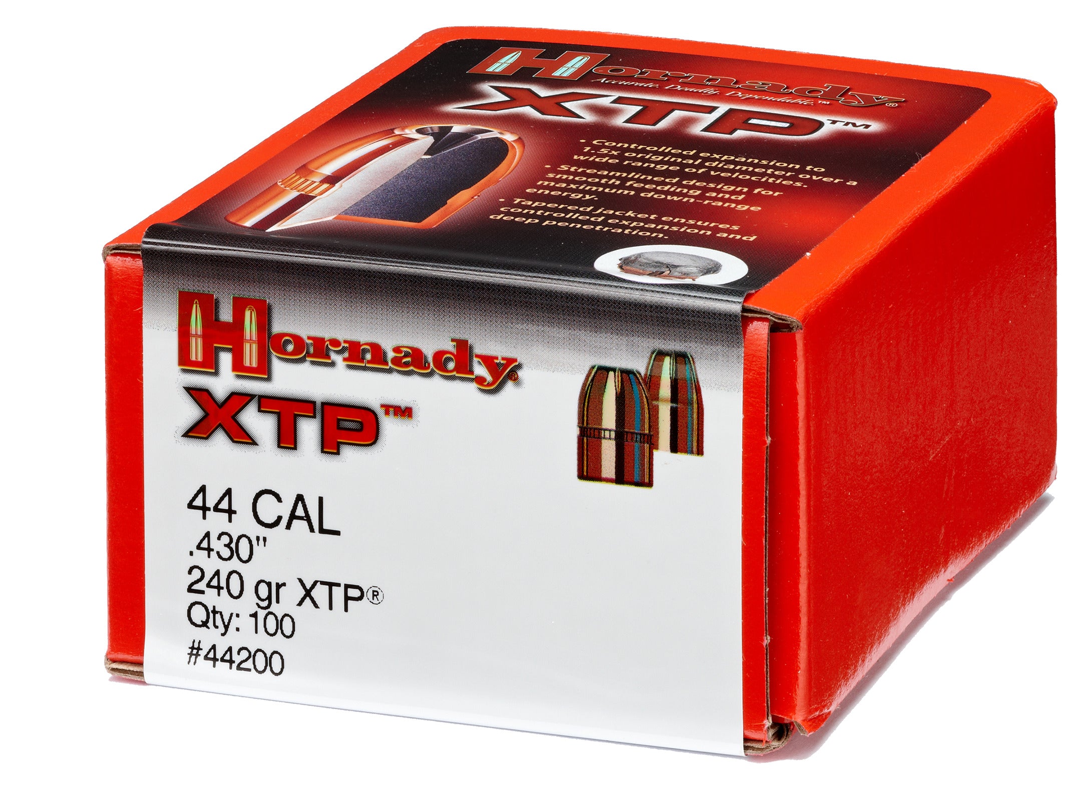Hornady .44 .430 Bullet, 100 Projectiles, XTP HP, 240 Grains - 100 ct