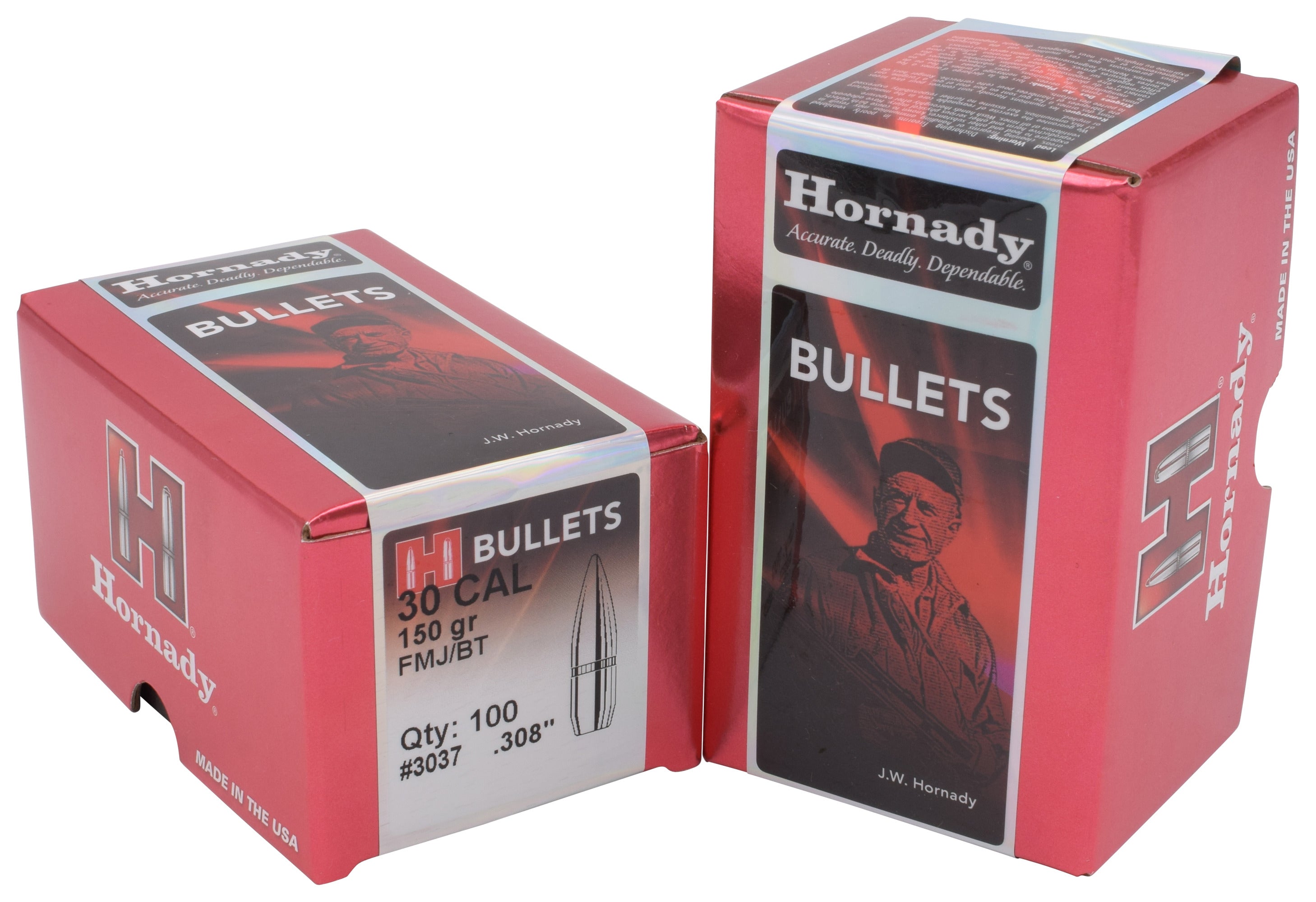 Hornady 3037 FMJ Rifle Bullets 30 .308 150Gr FMJBT 100ct