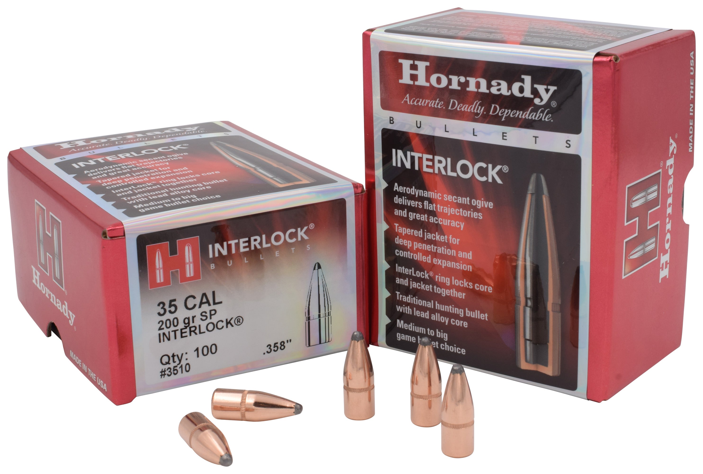Hornady - 35 Cal - 200 Gr - Interlock - Soft Point - 100ct