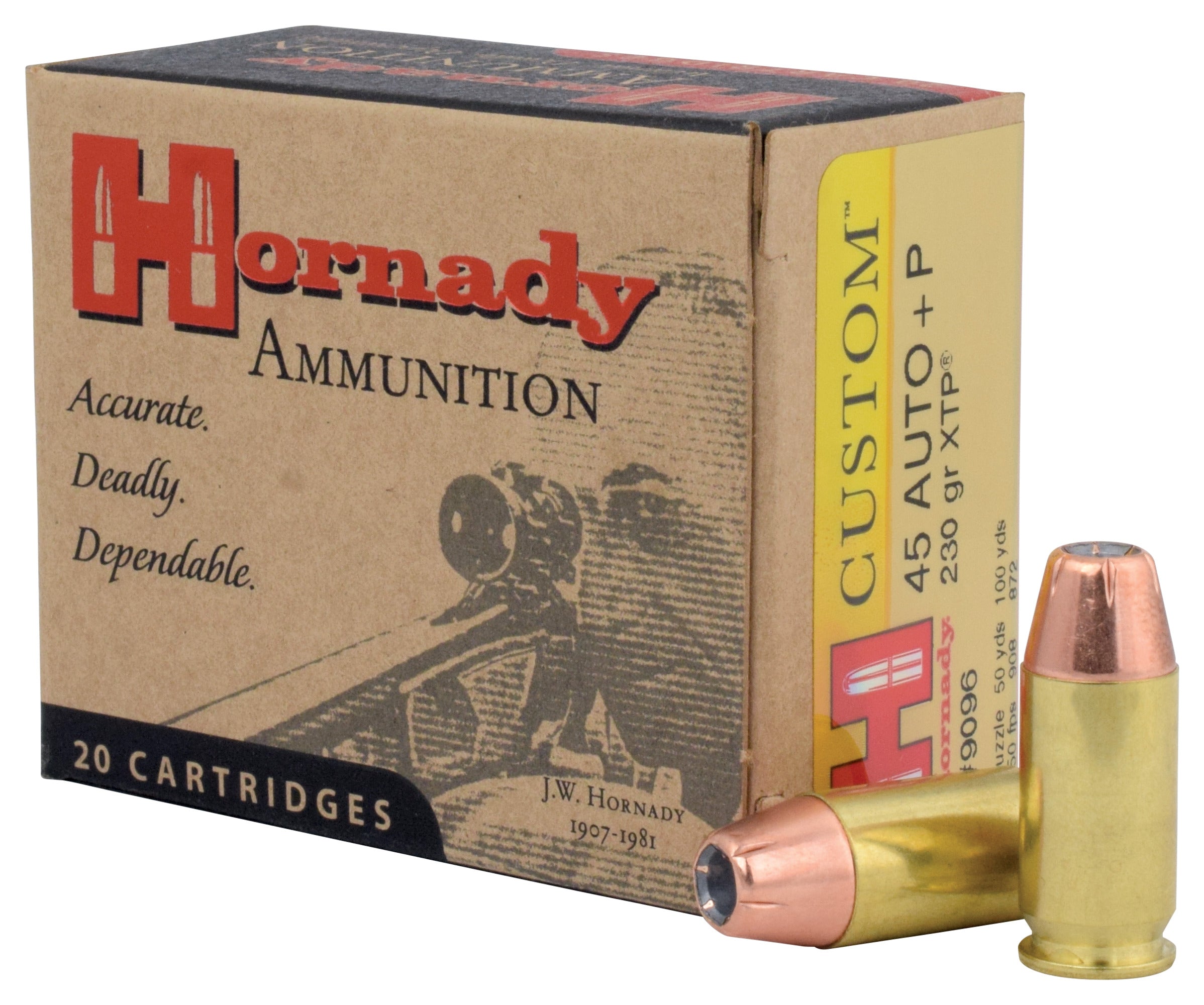 Hornady Custom Brass .45 ACP +P 230-Grain 20-Rounds XTPJHP