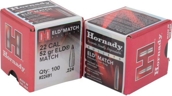 Hornady - 22 Cal - 52 Gr - ELD Match - 100ct