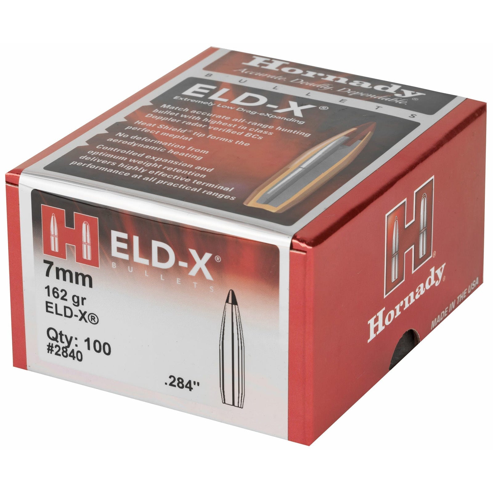 Hornady Reloading Bullets .284 162-Grain 100-Count ELD-X