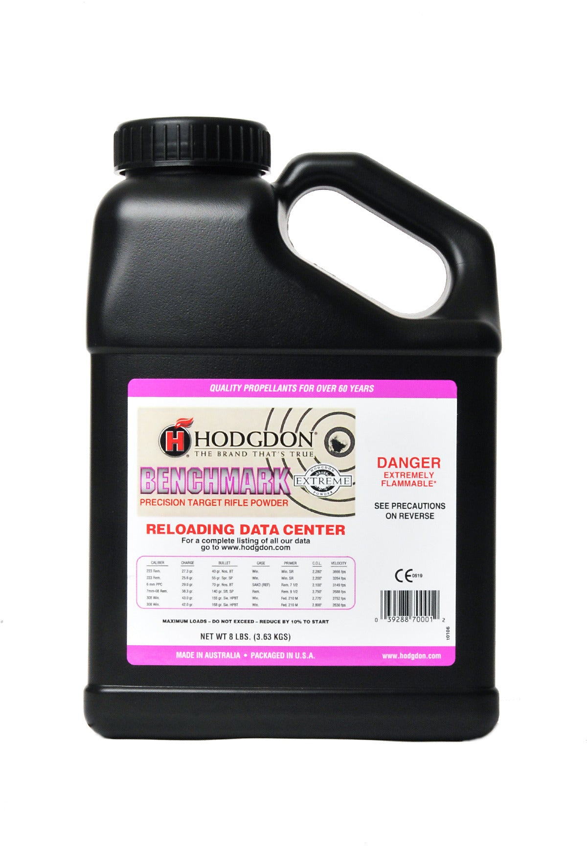 Hodgdon BM8 Benchmark Rifle Powder 8 Lbs Keg