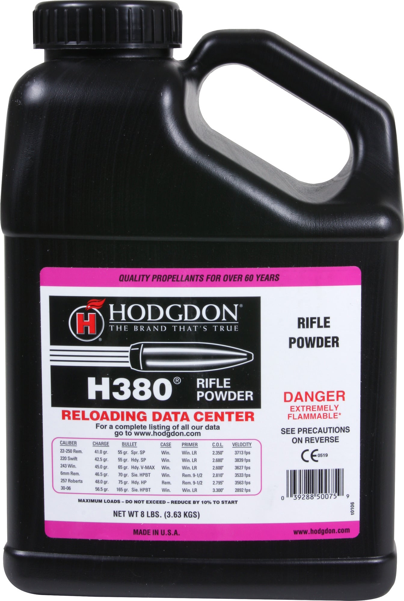 Hodgdon Powder H380 - H380 Smokeless Powder 8 Lbs