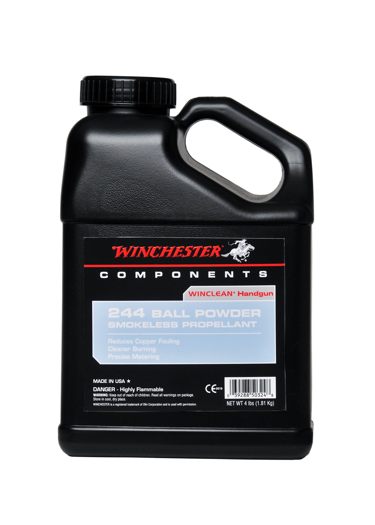 Winchester Winclean 244 Smokeless Ball Powder, 4 lbs canister