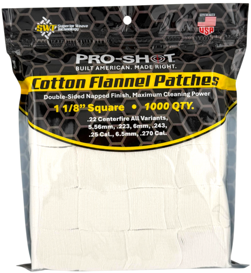 Pro-Shot 1 1/8" Square Cleaning Patches - .22-.270 Cal. - 1000 Count